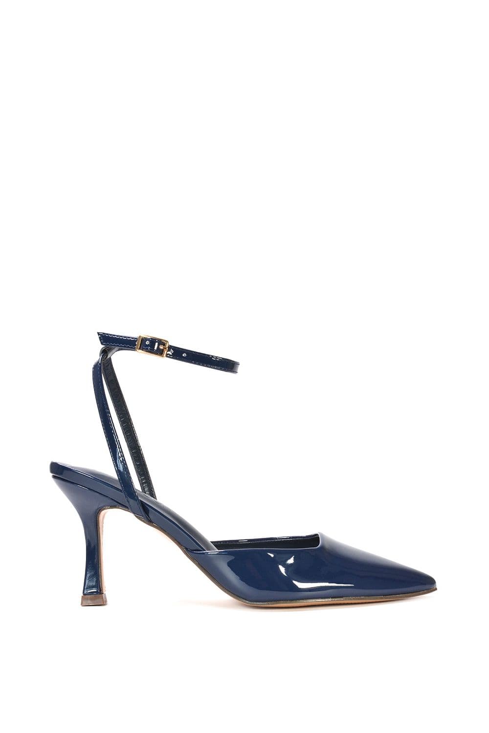 XY London Women's 'Kylie' Strappy Wedge Heel Sandals With Ankle Strap in Navy | Size: 4