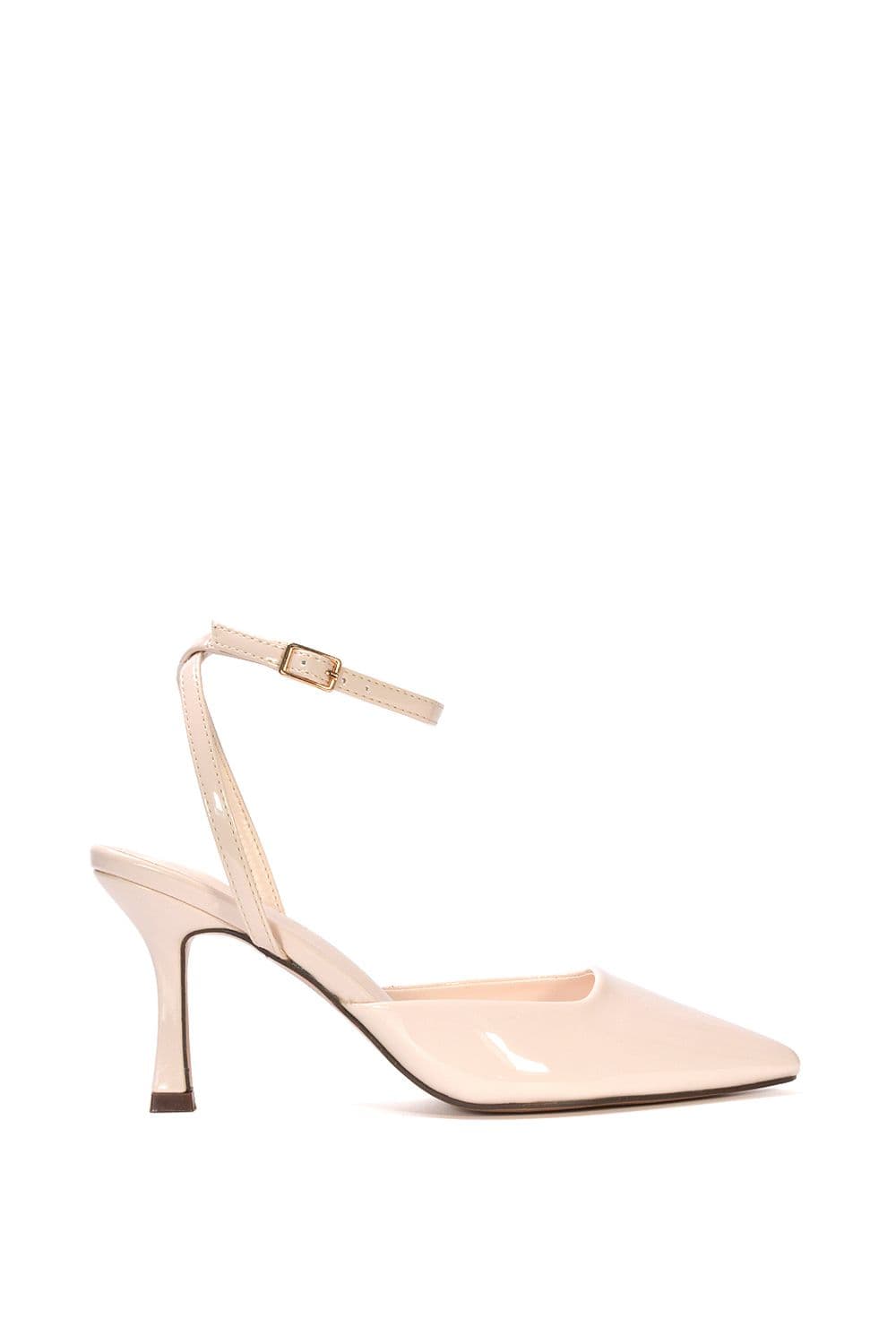 XY London Women's 'Kylie' Strappy Wedge Heel Sandals With Ankle Strap in Nude | Size: 6