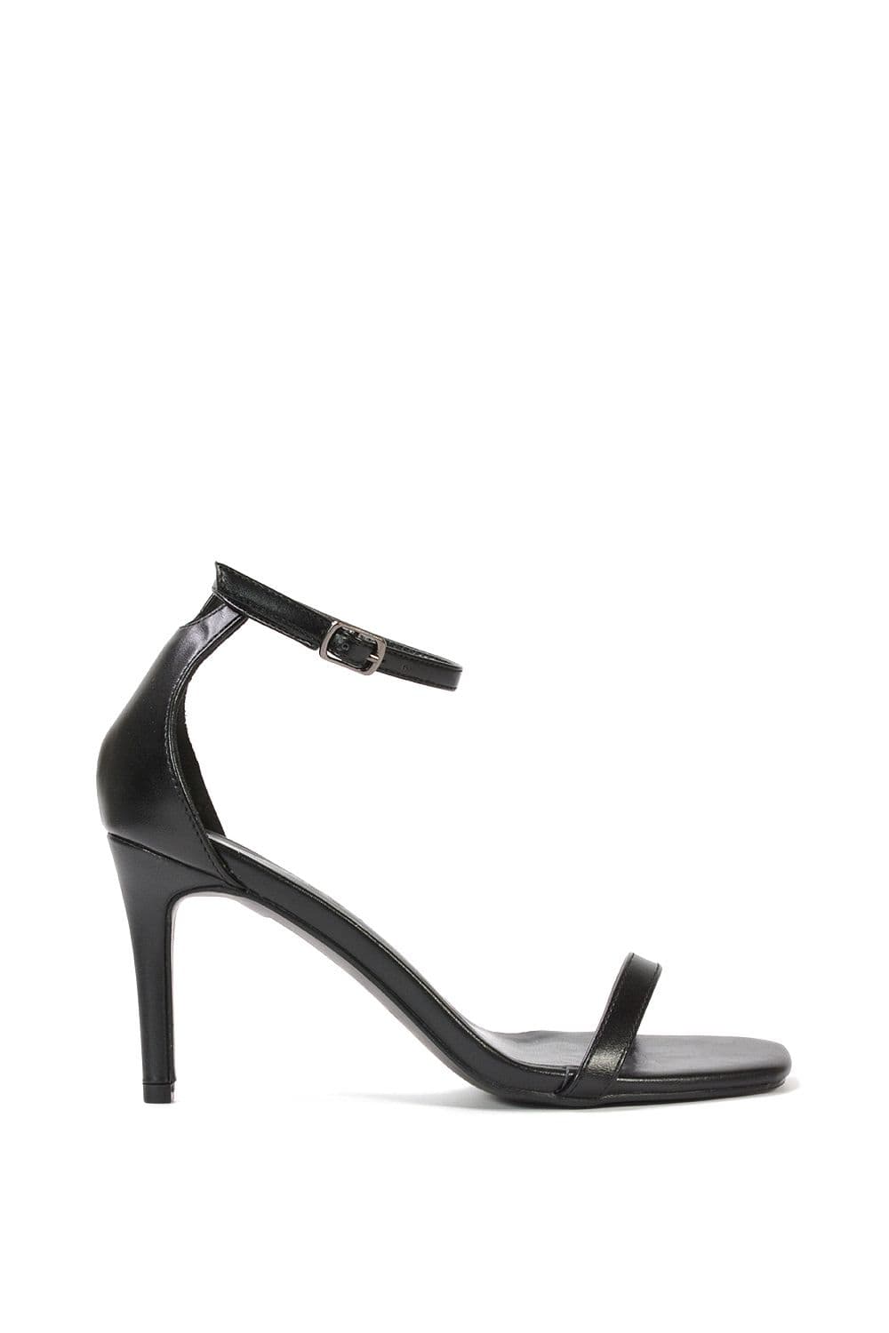 XY London Women's 'Kylie' Strappy Wedge Heel Sandals With Ankle Strap in Black | Size: 7