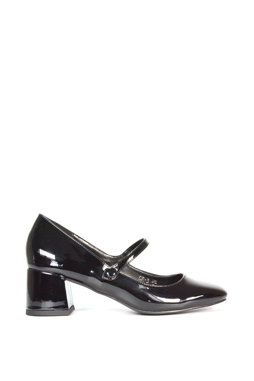 XY London Women's 'Leneka' Mary Jane Low Block Heel Court Shoes in True Black | Size: 3