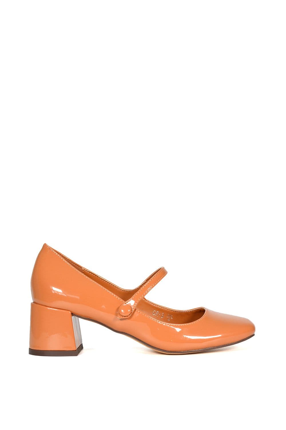 XY London Women's 'Leneka' Mary Jane Low Block Heel Court Shoes in Peach | Size: 5