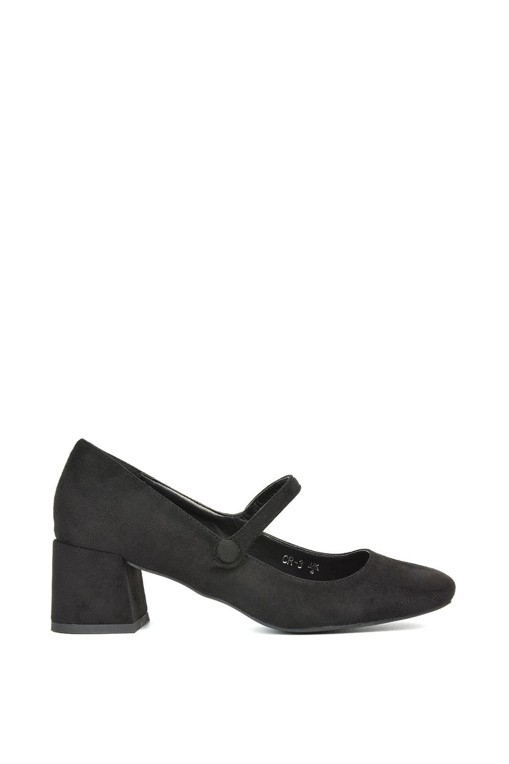 XY London Women's 'Leneka' Mary Jane Low Block Heel Court Shoes in Jet Black | Size: 4