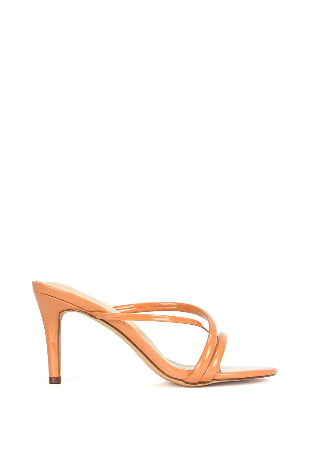 XY London Women's 'Briella' Strappy Sandals With High Block Heels in Peach | Size: 5