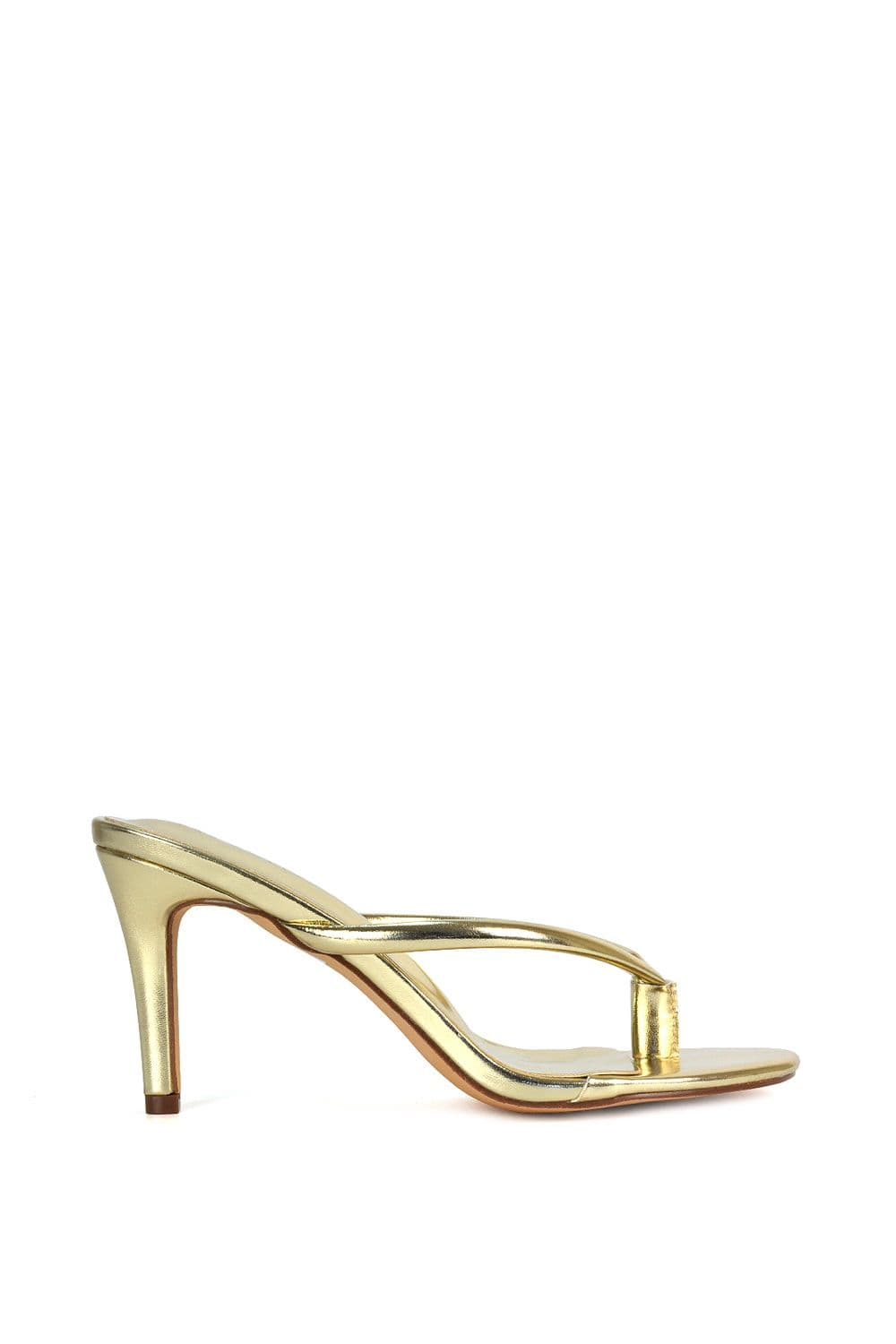 XY London Women's 'Briella' Strappy Sandals With High Block Heels in Metallic Gold | Size: 8