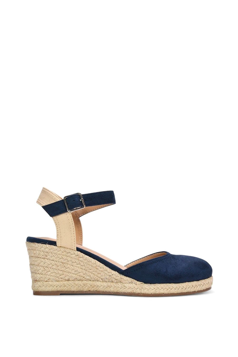 XY London Women's 'Joey' Closed Toe Ankle Strap Espadrille Wedge Platform Shoes in Navy | Size: 4