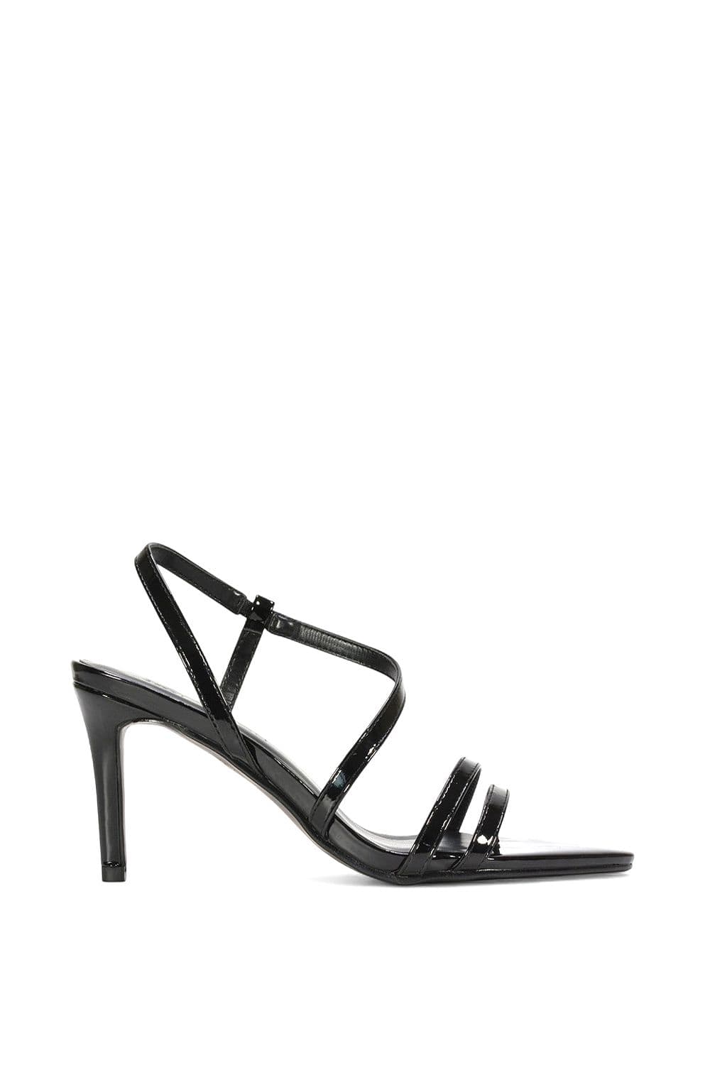 XY London Women's 'Theodora' Strappy Pointed Toe Stiletto Heel Sandal Shoes in True Black | Size: 7