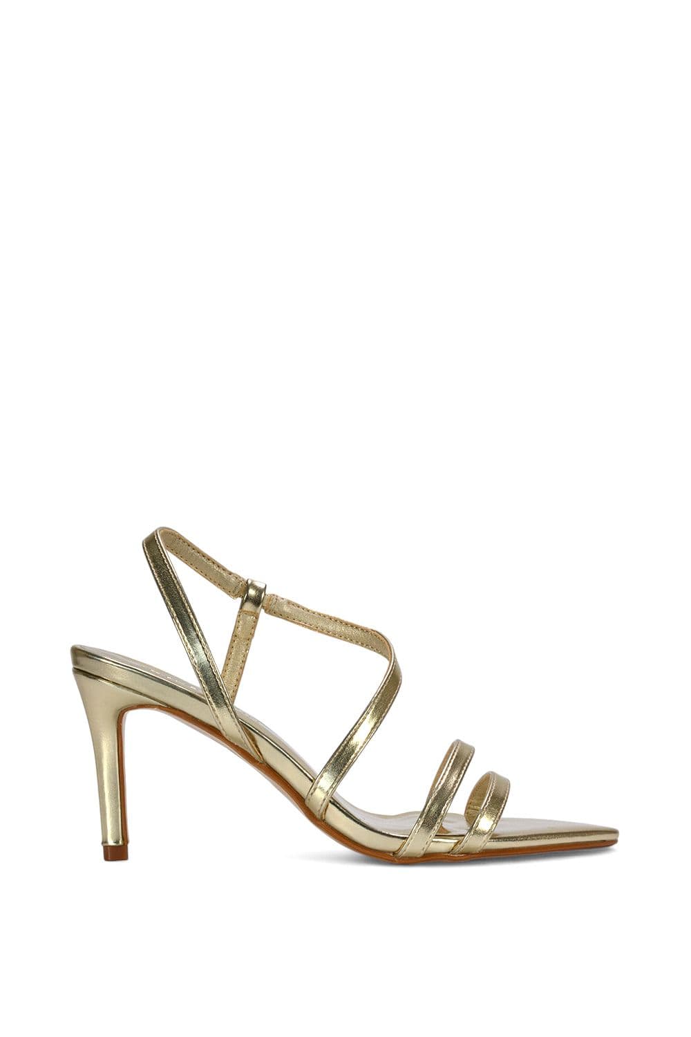 XY London Women's 'Theodora' Strappy Pointed Toe Stiletto Heel Sandal Shoes in Metallic Gold | Size: 5