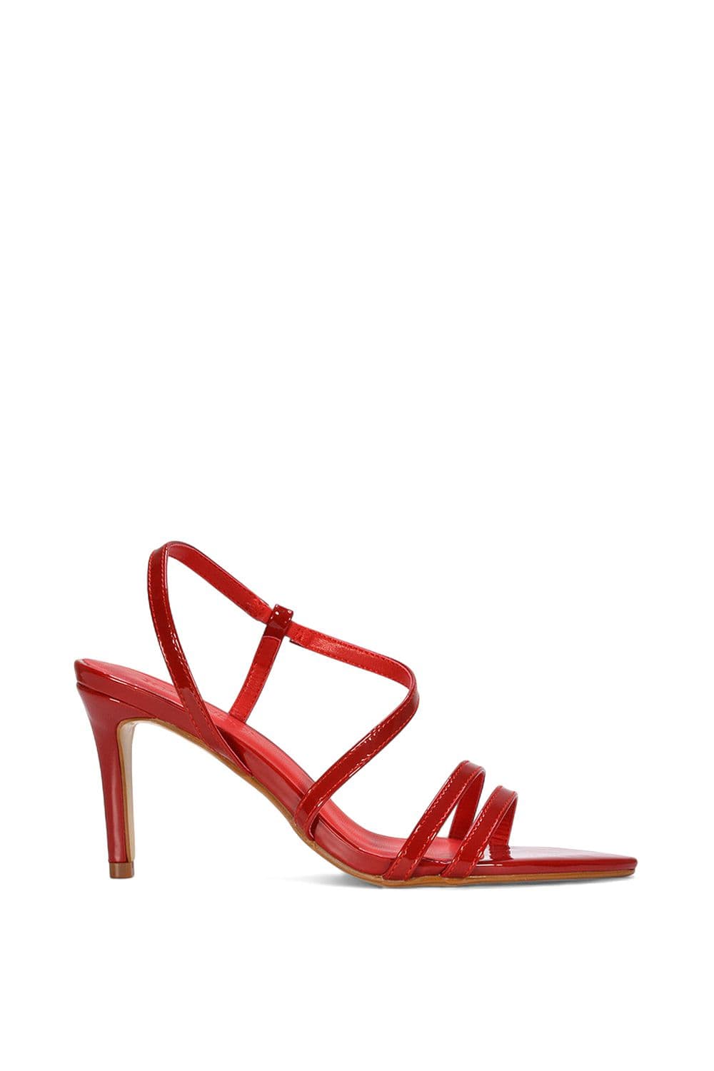 XY London Women's 'Theodora' Strappy Pointed Toe Stiletto Heel Sandal Shoes in Red | Size: 5
