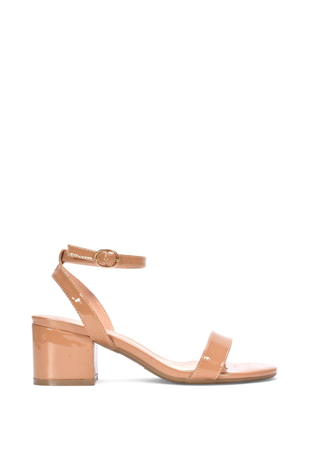XY London Women's 'Gemma' Low Block Heel Open Toe Strappy Sandal Shoes in Taupe | Size: 3