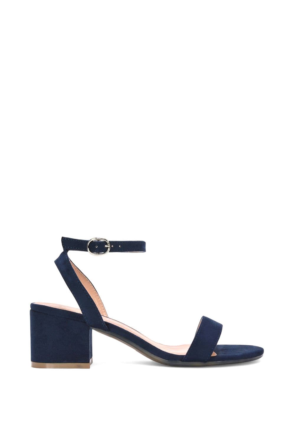 XY London Women's 'Gemma' Low Block Heel Open Toe Strappy Sandal Shoes in Navy | Size: 6