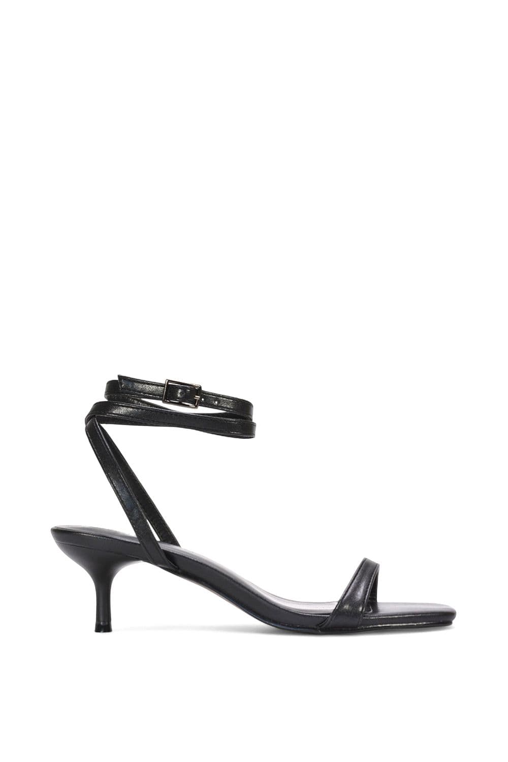 XY London Women's 'Nikita' Strappy Low Kitten Heel Sandal Shoes in Black | Size: 7