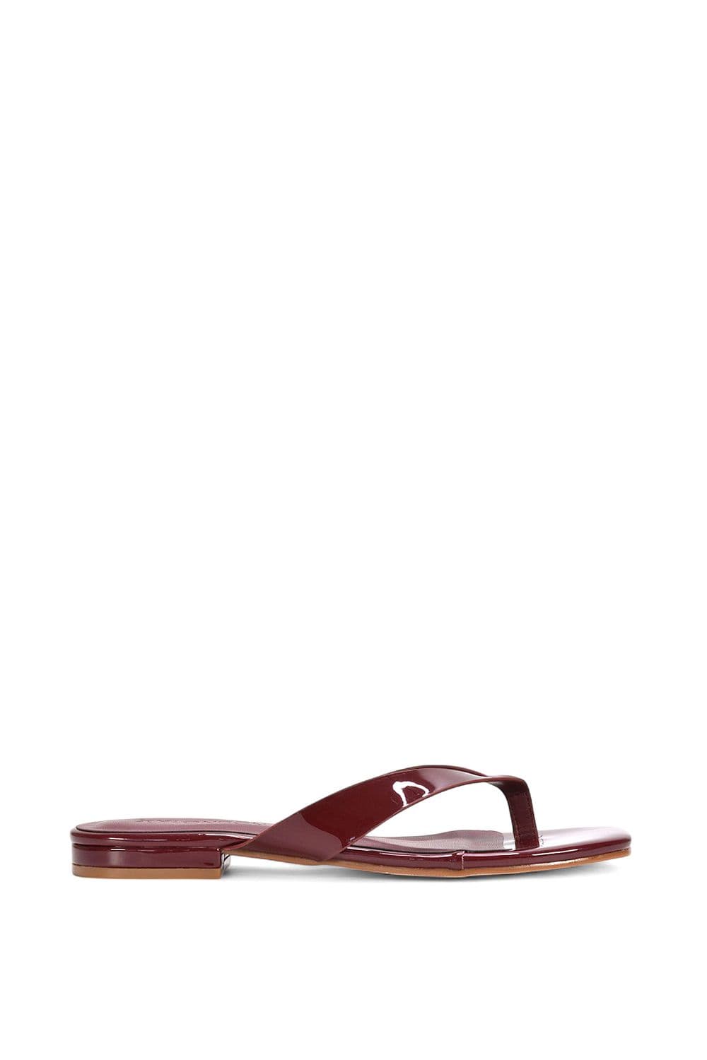 XY London Women's 'Rio' Thong Strap Slip On Flip Flop Square Toe Slide in Burgundy | Size: 7