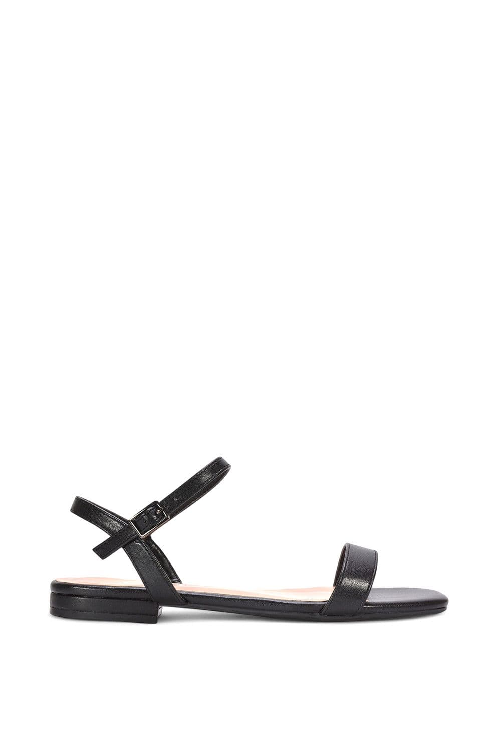 XY London Women's 'Hallie' Open Toe Flat Strappy Sandals With Ankle Strap in Black | Size: 5