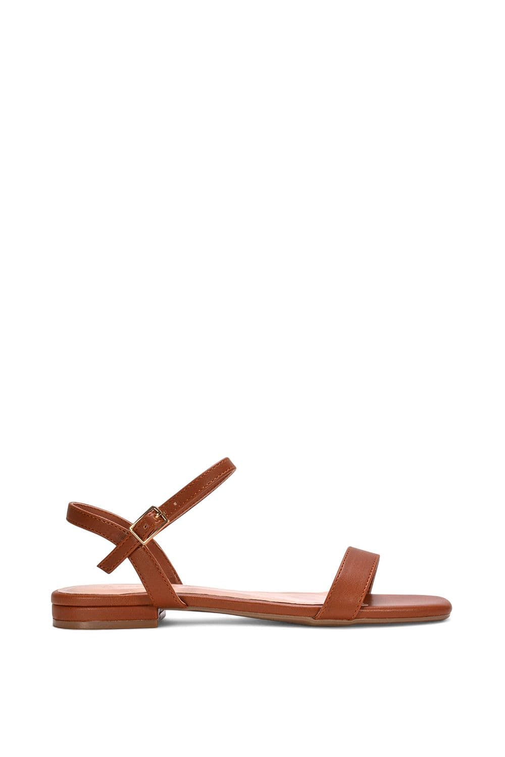 XY London Women's 'Hallie' Open Toe Flat Strappy Sandals With Ankle Strap in Brown | Size: 6