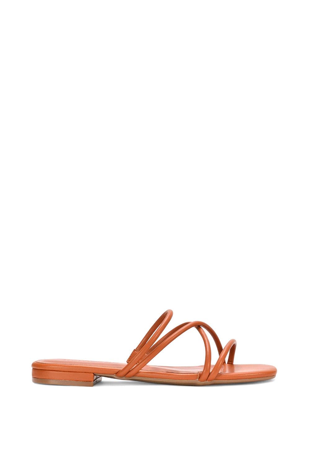 XY London Women's 'Suzzie' Strappy Flat Slip On Square Toe Slider Mule Sandals in Tan | Size: 3