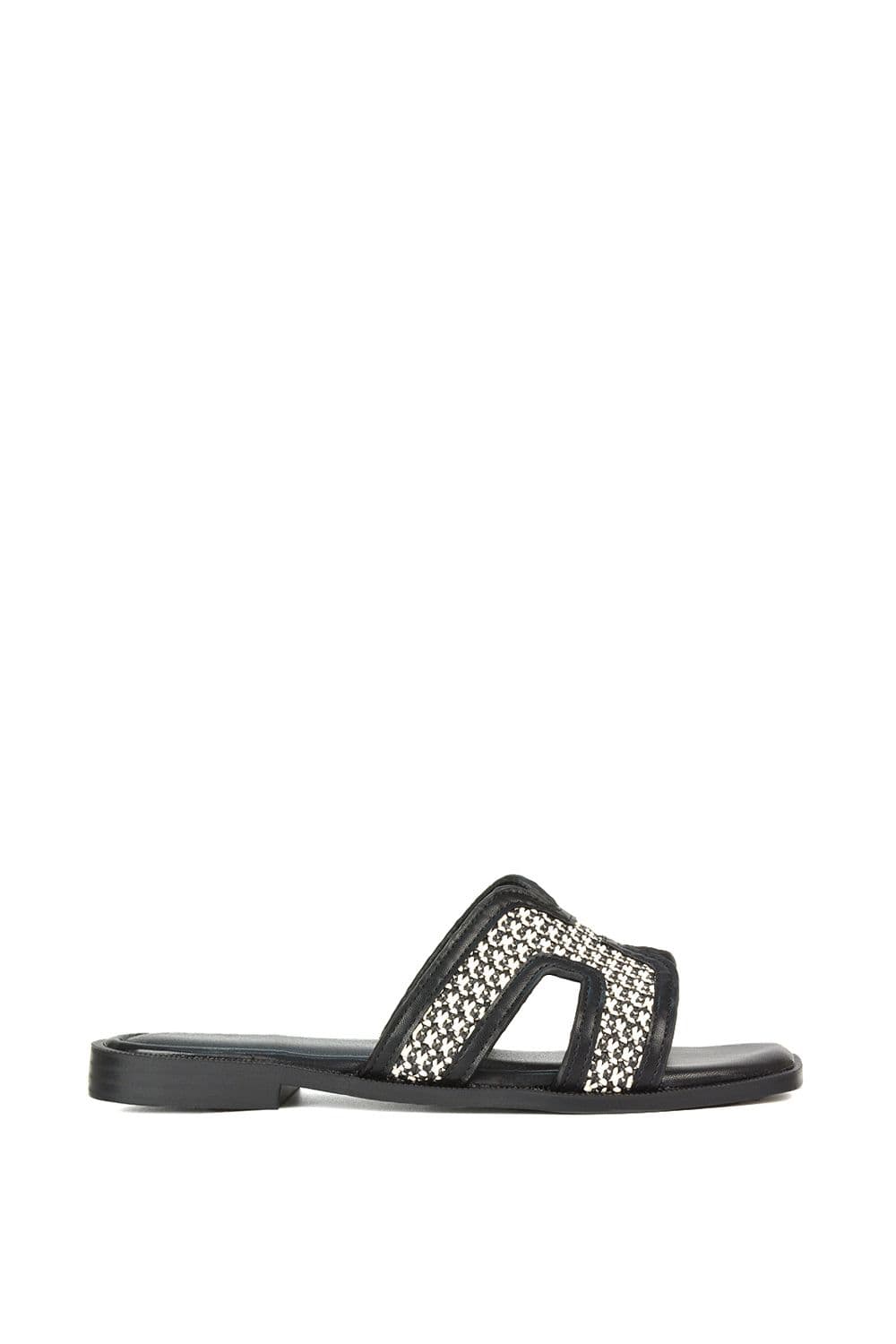 XY London Women's 'Lola' Cut Out Strap Flat Slip On Slider Sandals in Black | Size: 5
