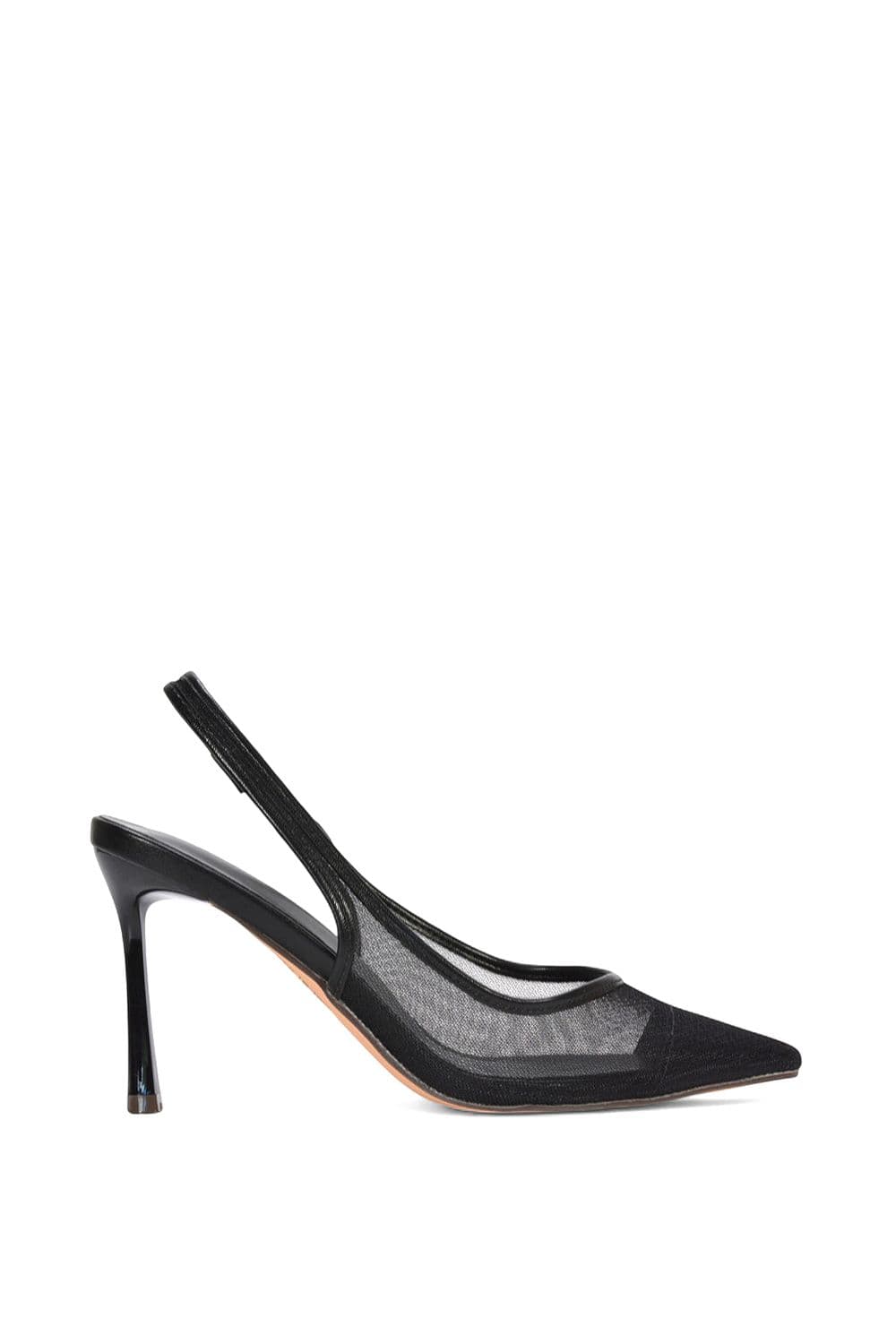 XY London Women's 'Caroline' Pointed Toe Mesh Slingback Court Shoe Heels in Black | Size: 8