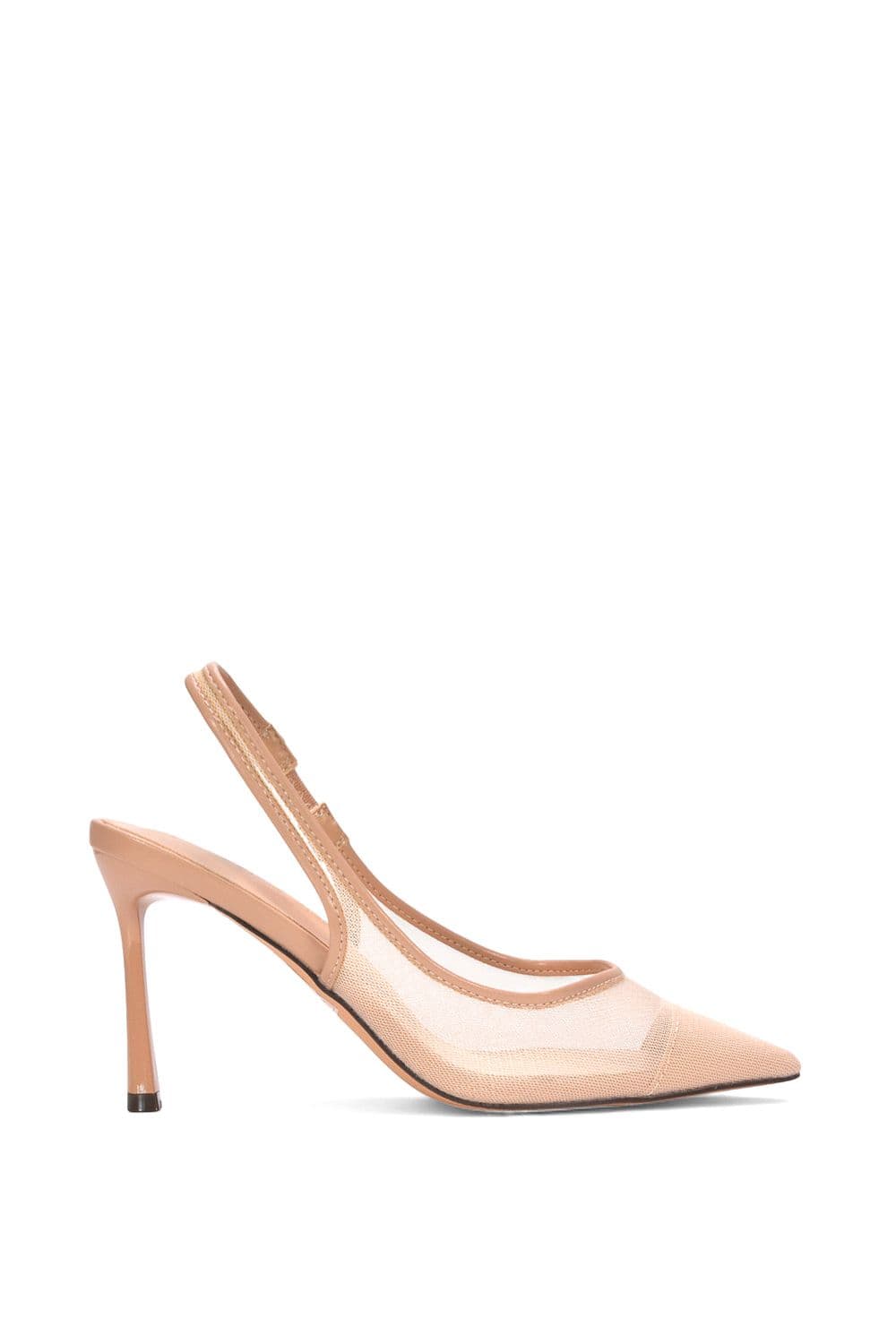 XY London Women's 'Caroline' Pointed Toe Mesh Slingback Court Shoe Heels in Nude | Size: 8