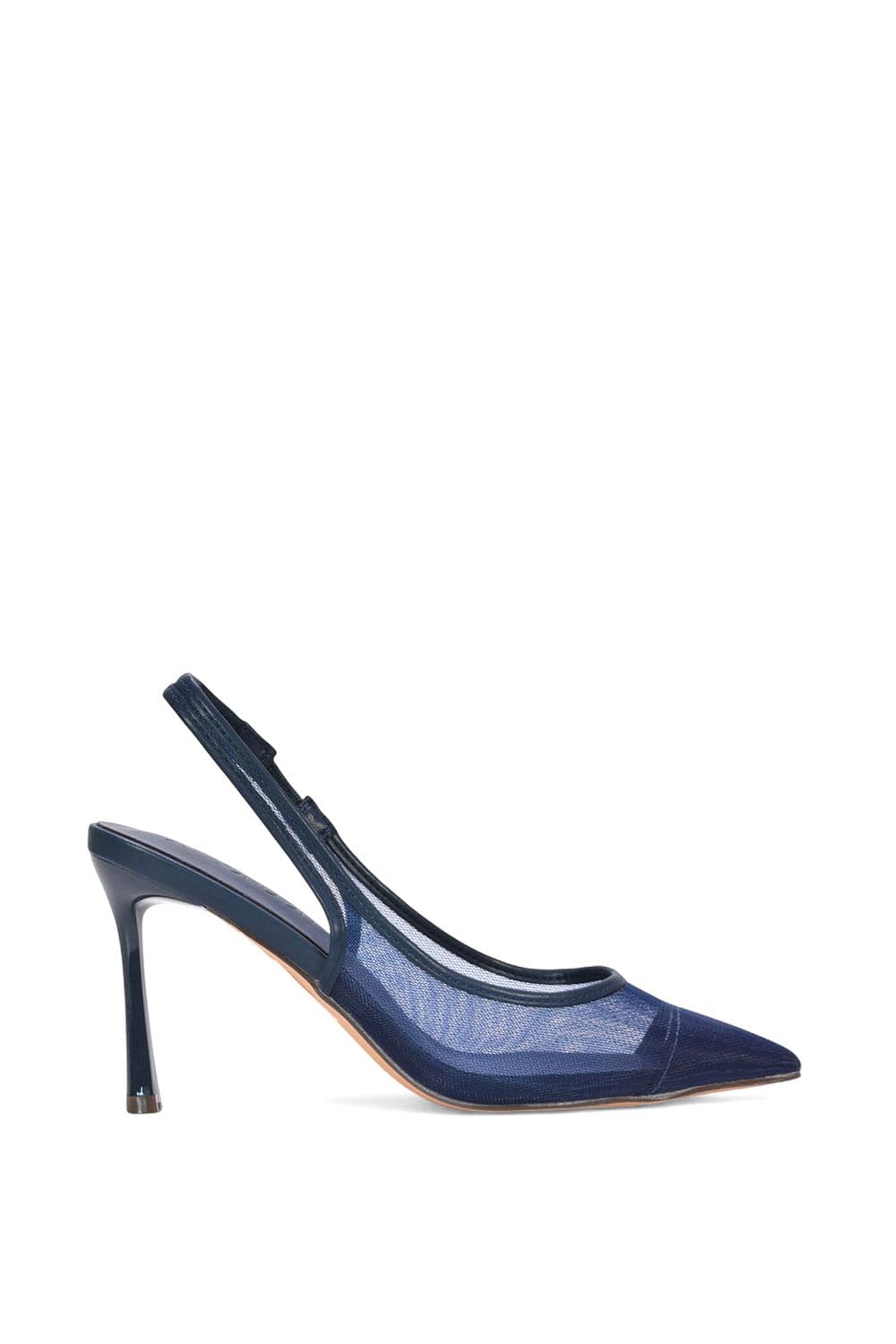 XY London Women's 'Caroline' Pointed Toe Mesh Slingback Court Shoe Heels in Navy | Size: 5