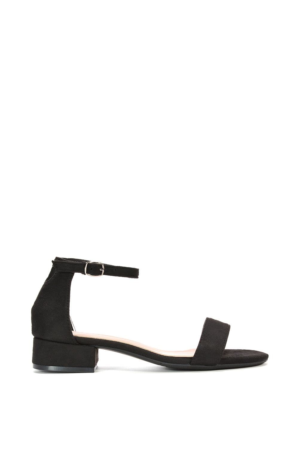 XY London Women's 'Tate' Ankle Strap Low Block Heel Summer Sandals in Jet Black | Size: 7