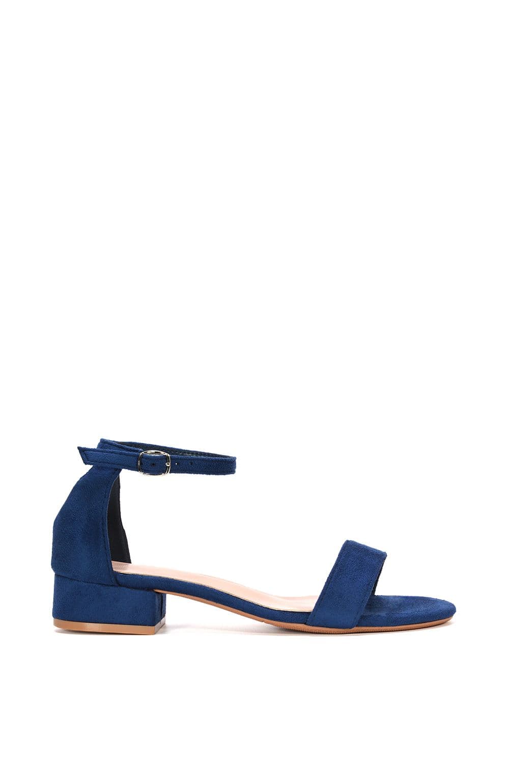 XY London Women's 'Tate' Ankle Strap Low Block Heel Summer Sandals in Navy | Size: 7