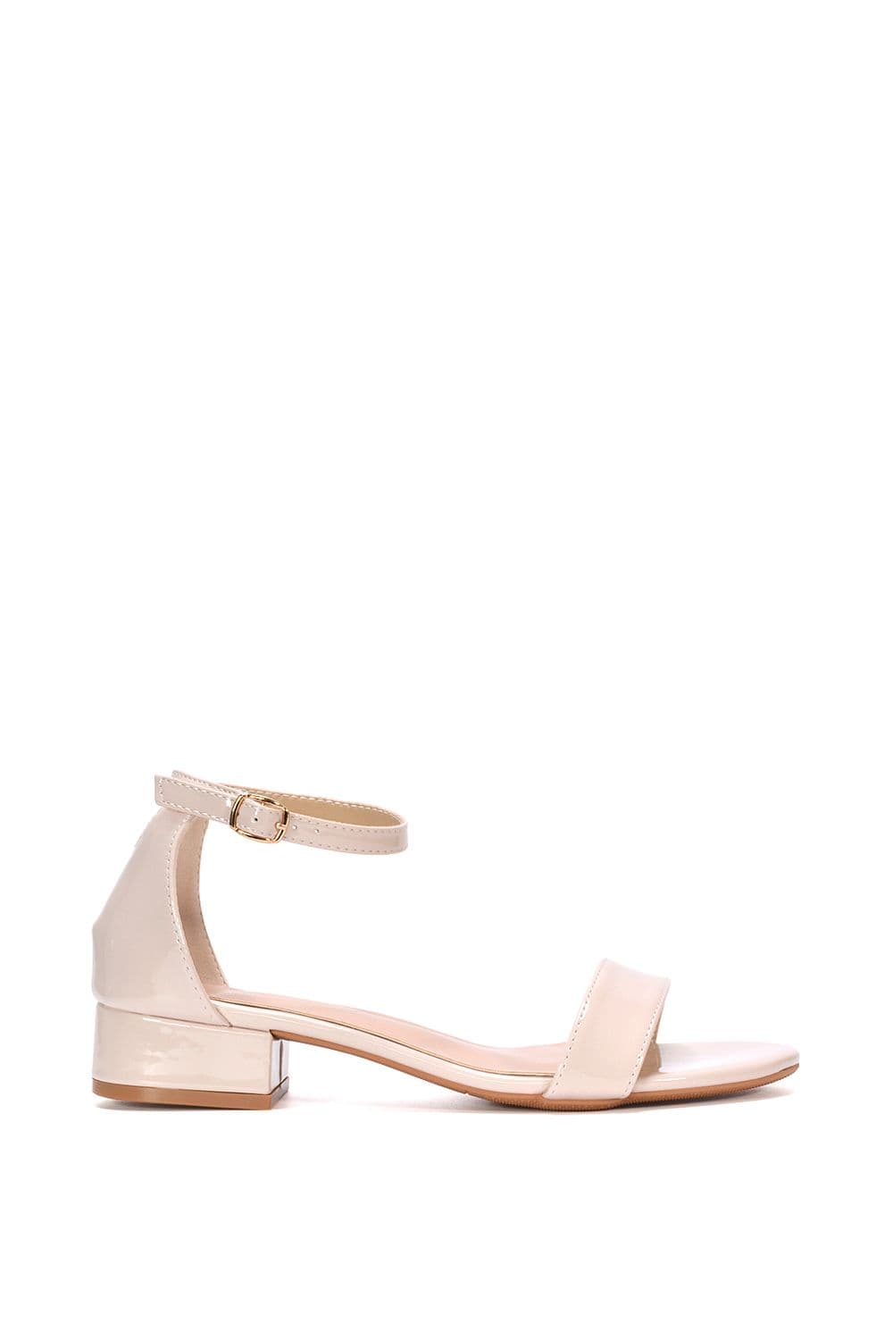 XY London Women's 'Tate' Ankle Strap Low Block Heel Summer Sandals in Nude | Size: 4