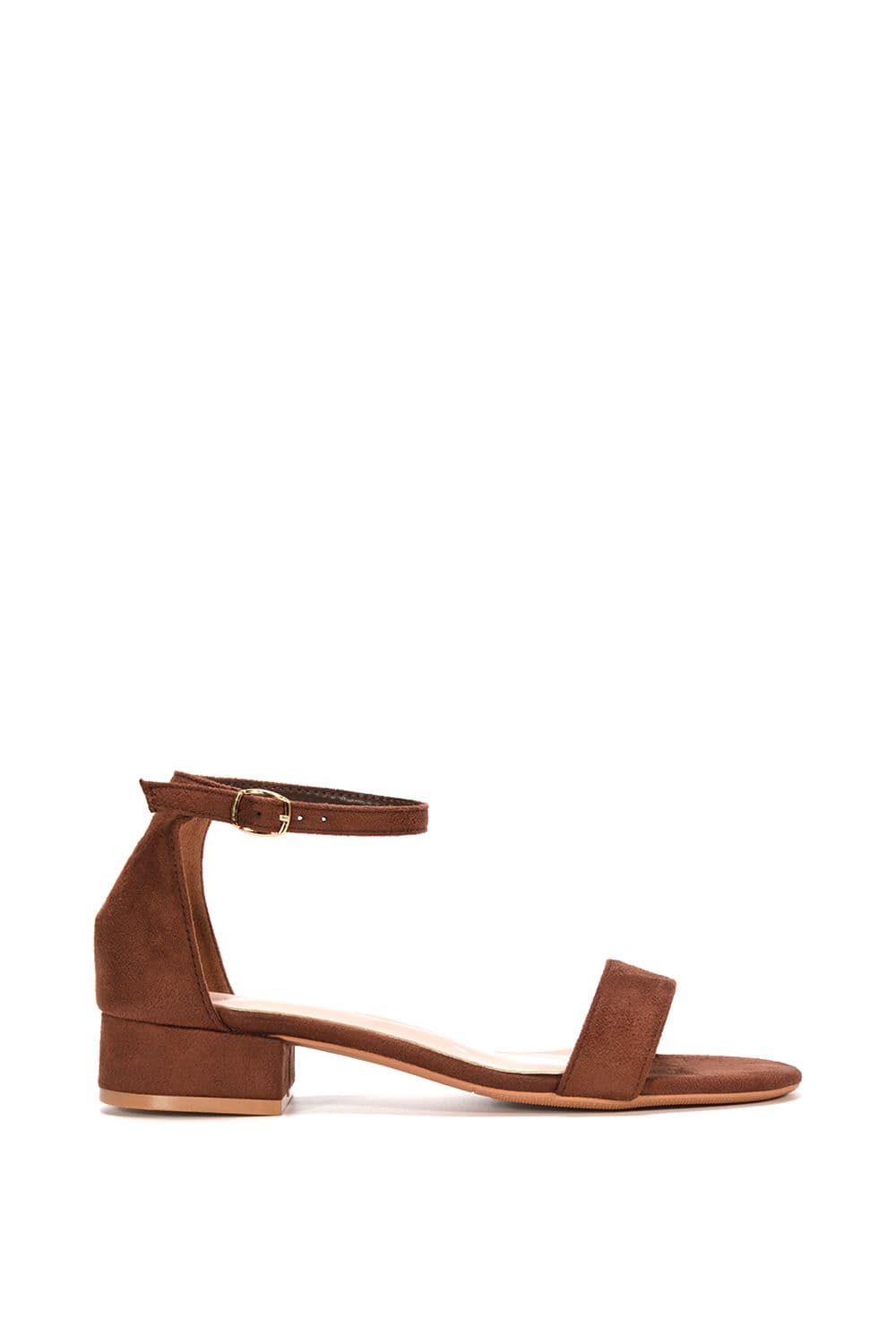 XY London Women's 'Tate' Ankle Strap Low Block Heel Summer Sandals in Brown | Size: 8