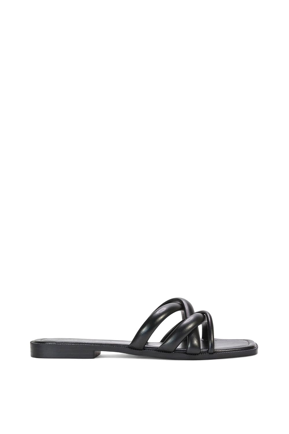 XY London Women's 'Fiona' Strappy Flat Open Toe Sandal Mule Sliders in Black | Size: 7