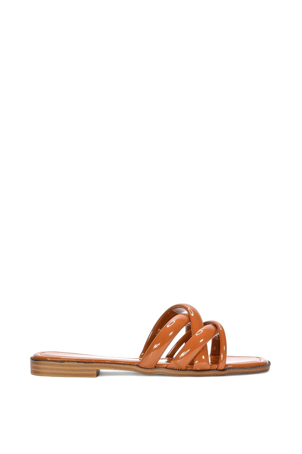XY London Women's 'Fiona' Strappy Flat Open Toe Sandal Mule Sliders in Brown | Size: 8