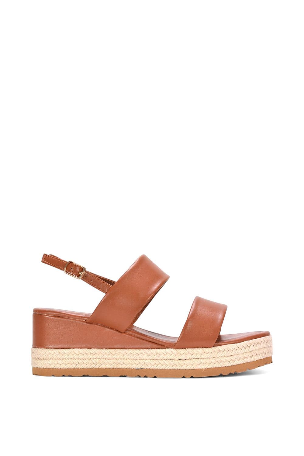XY London Women's 'Ally' Low Heel Platform Wedge Espadrill Slingback Sandals in Tan | Size: 4