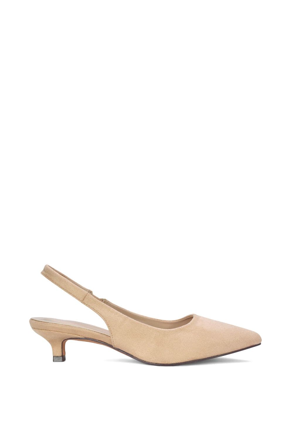 XY London Women's 'Leila' Pointed Toe Low Kitten Heel Slingback Court Shoes in Nude | Size: 4