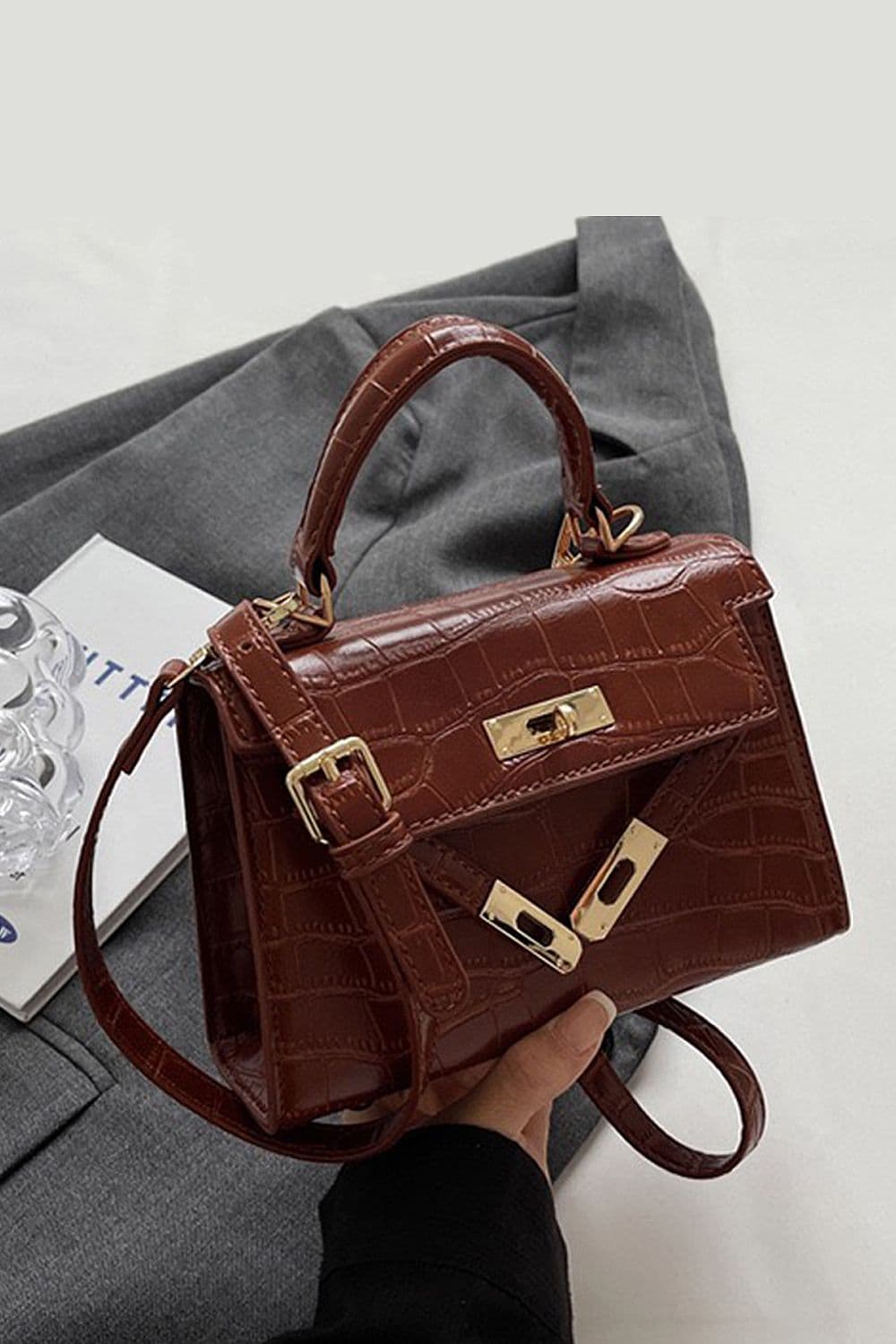 XY London 'Maya' Women's Satchel Bag With Adjustable & Detachable Strap in Brown