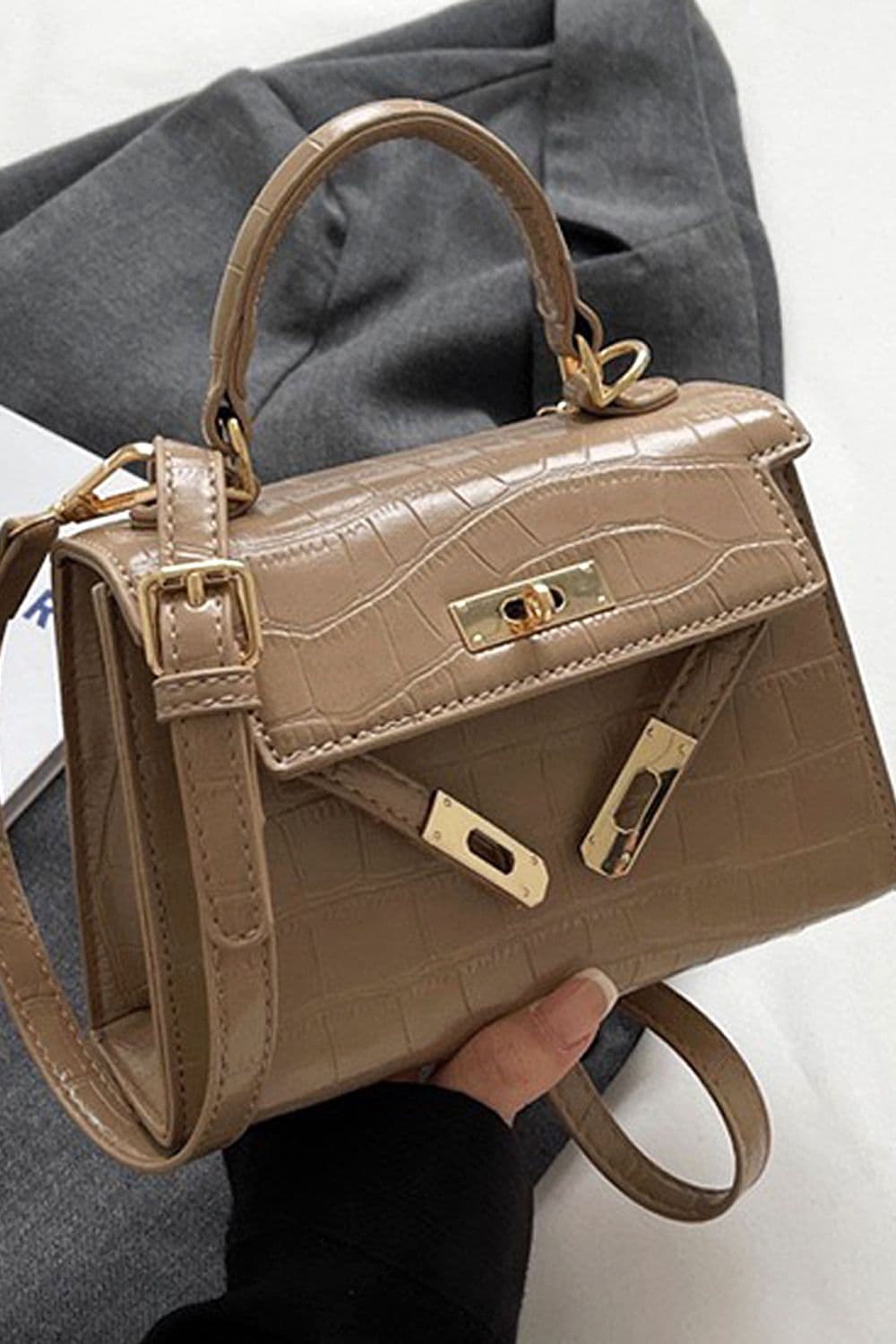 XY London 'Maya' Women's Satchel Bag With Adjustable & Detachable Strap in Beige