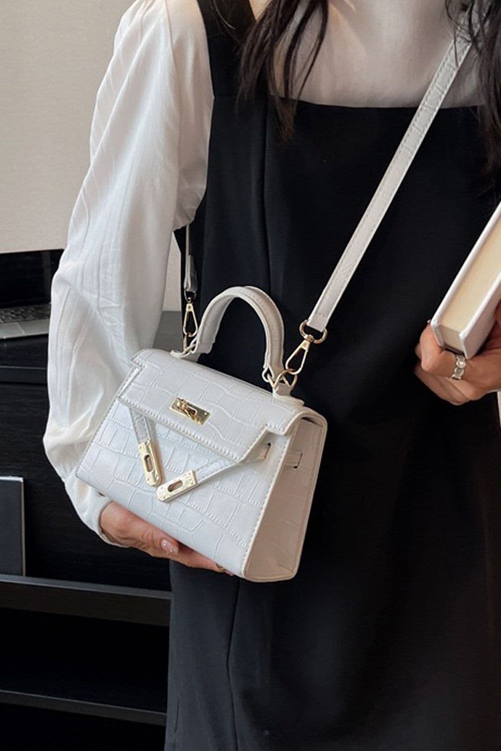 XY London 'Maya' Women's Satchel Bag With Adjustable & Detachable Strap in White