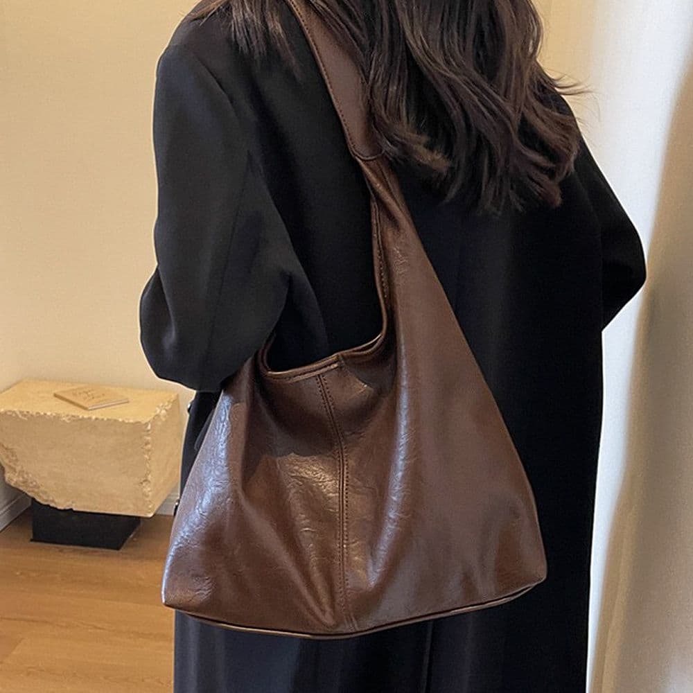 XY London Women's 'Athena' Large Slouchy Shoulder Bag With Magnetic Clasp in Brown