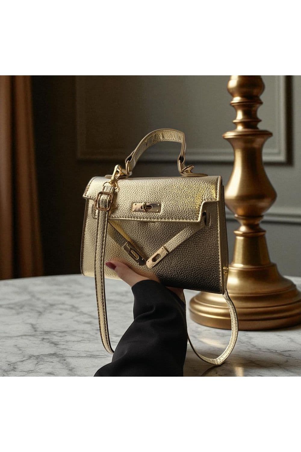 XY London 'Catherine' Women's Small Crossbody Shoulder Handbag in Gold