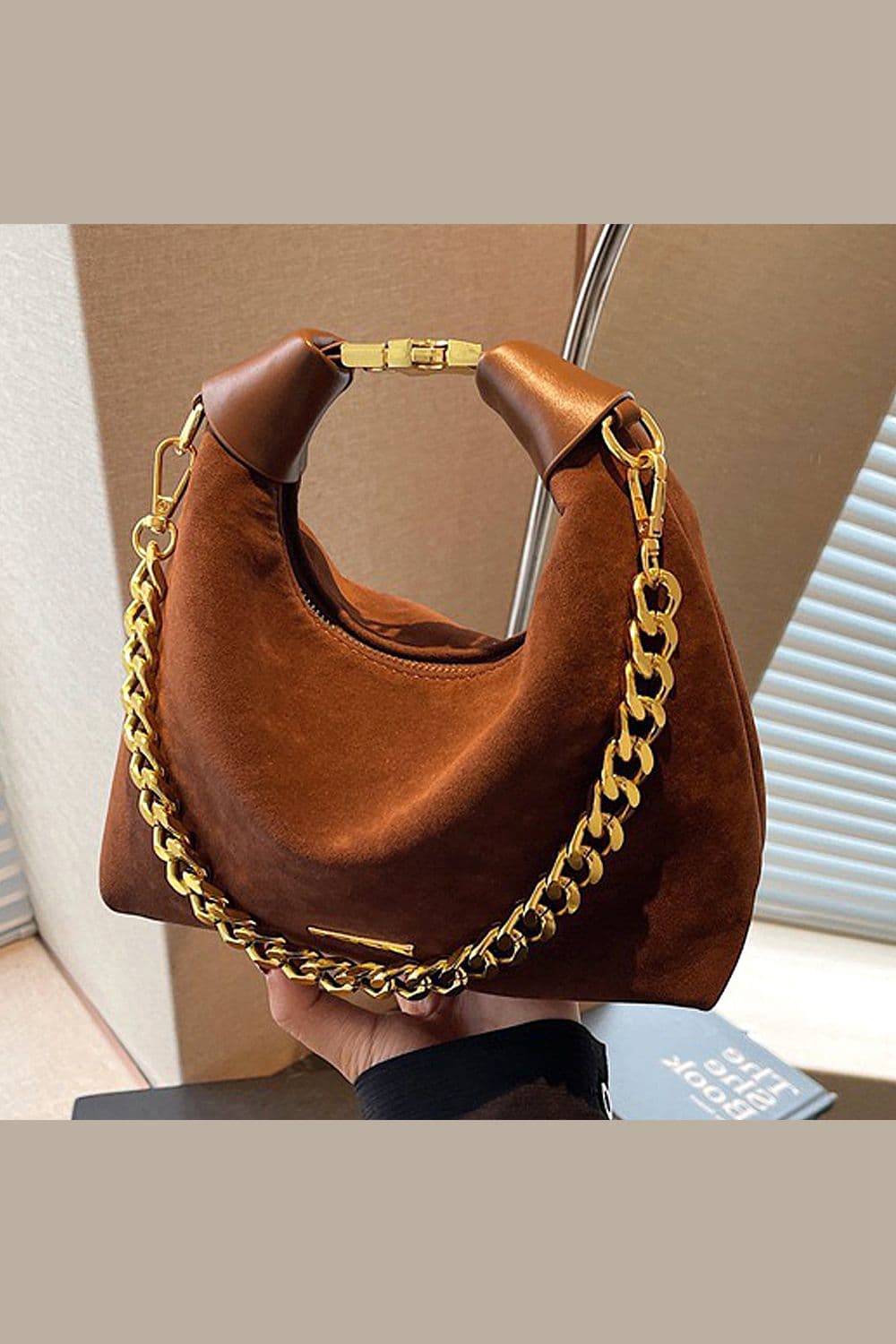 XY London Women's 'Livvy' Faux Suede Handbag with Removable Shoulder Strap in Tan