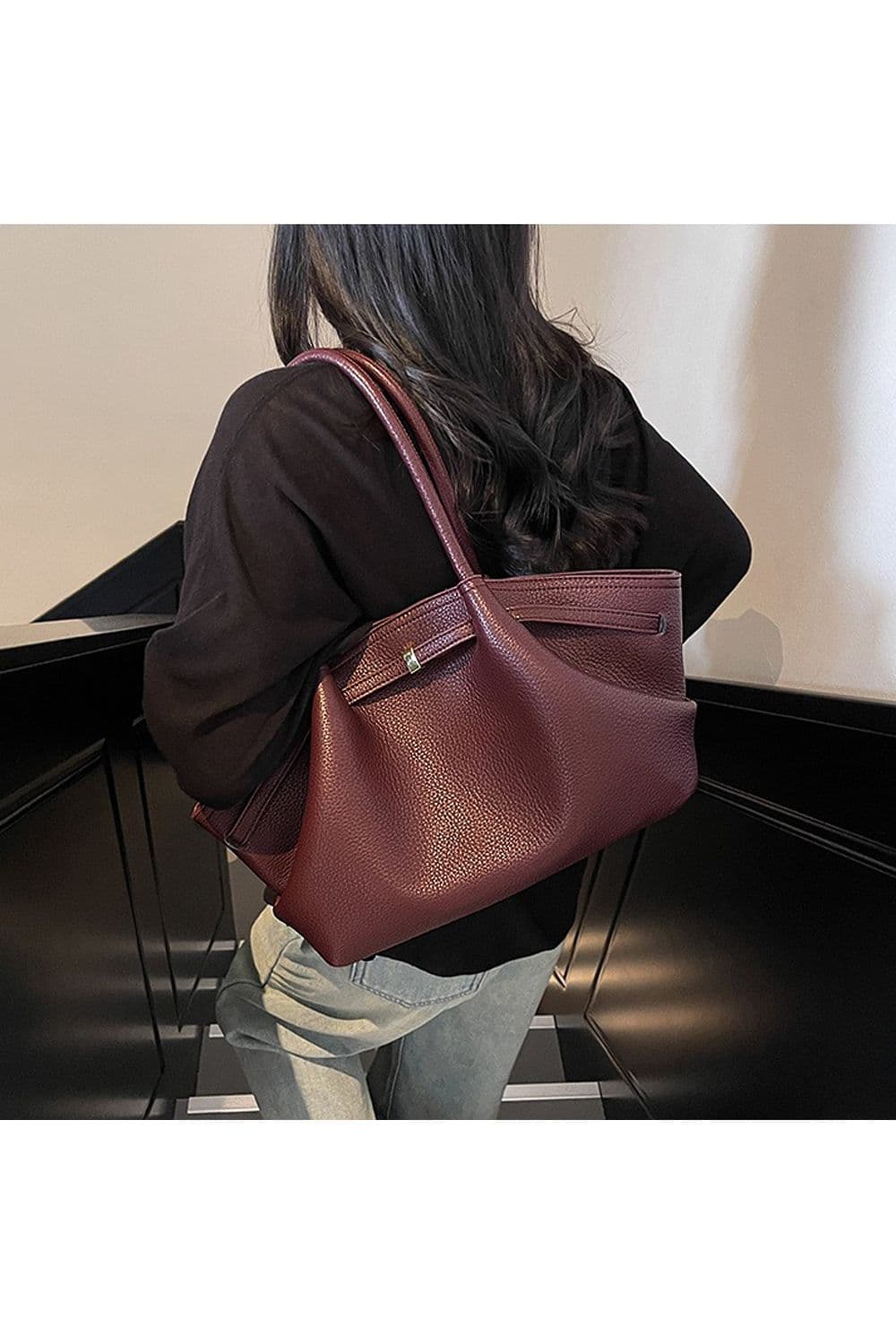 XY London 'Sophia' Women's Large Shoulder Tote Bag in Burgundy