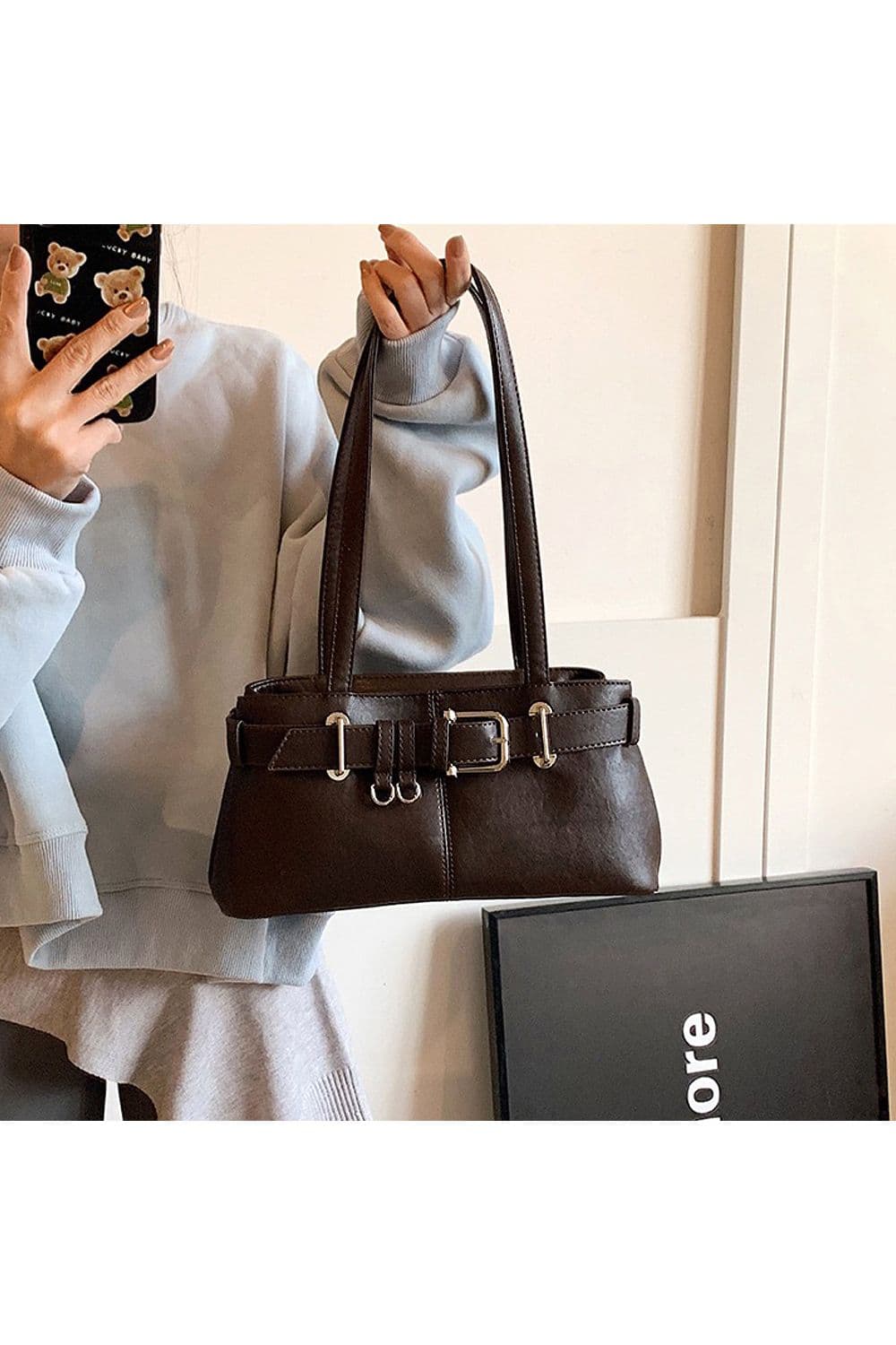 XY London Women's 'Josephine' Belted Shoulder Bag in Brown