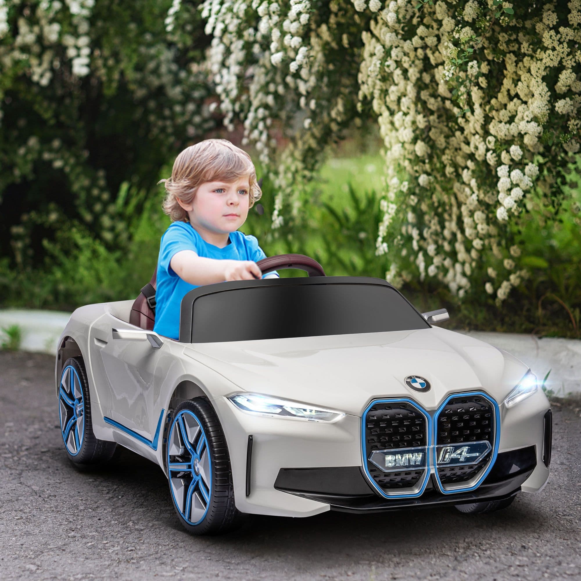 BMW i4 Licensed 12V Kids Electric Ride-On with Portable Battery
