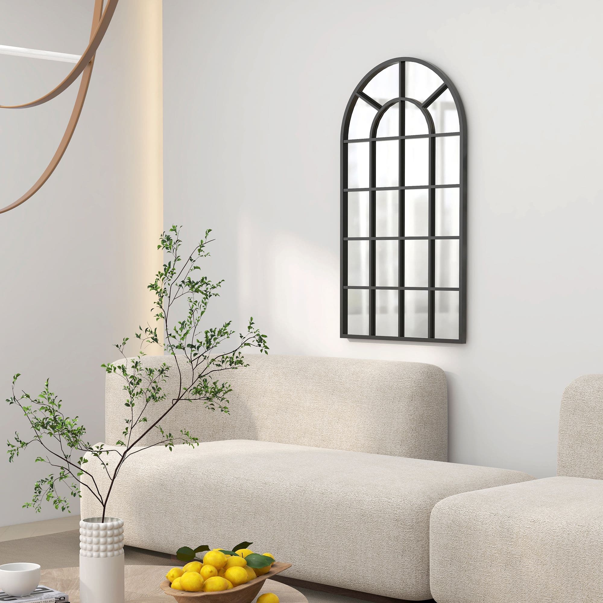 110 x 62 cm Arch Window Wall Mirror for Living Room Bedroom Hallway