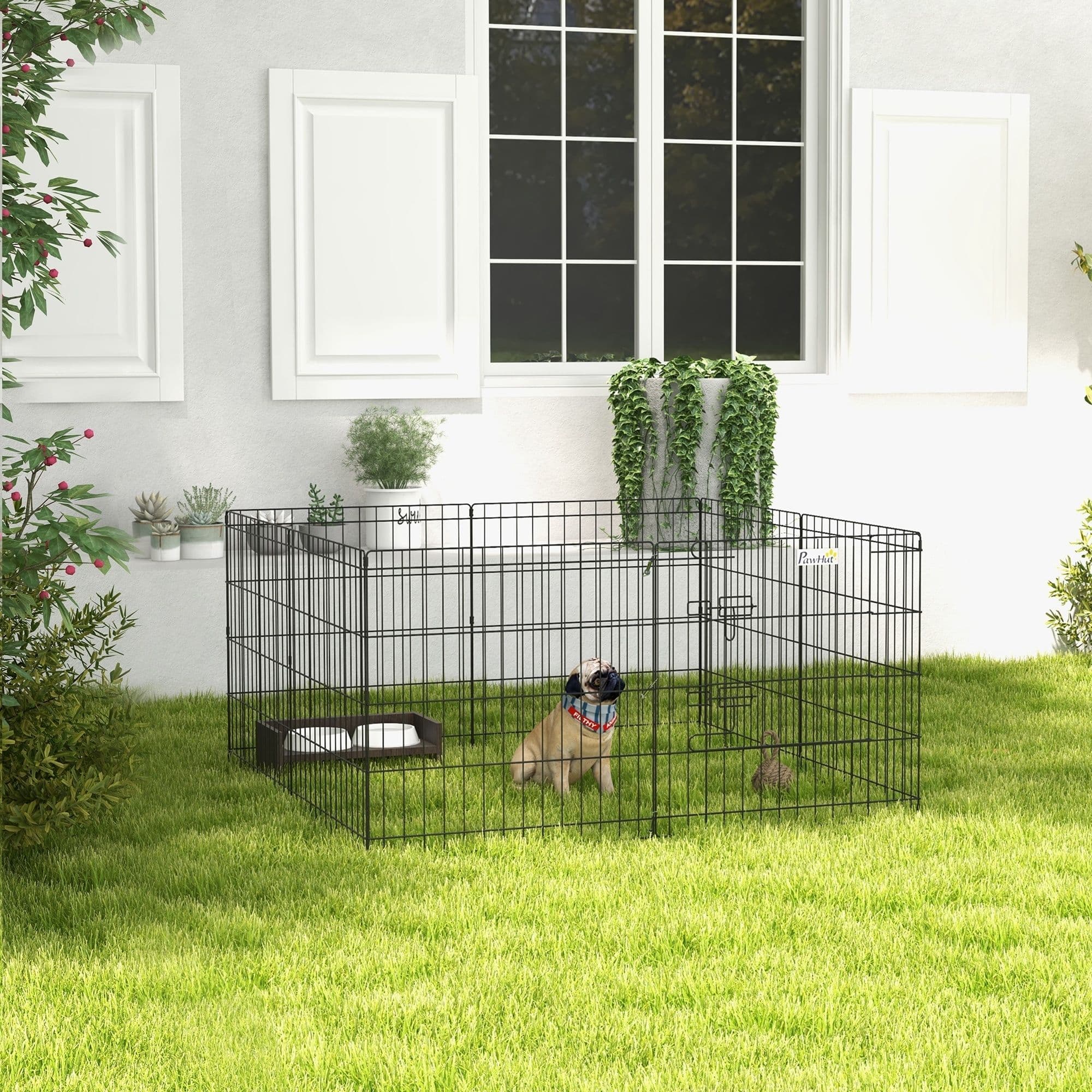 8-Panel Dog Pen, DIY Design with Door, for Dogs, Smal Animals