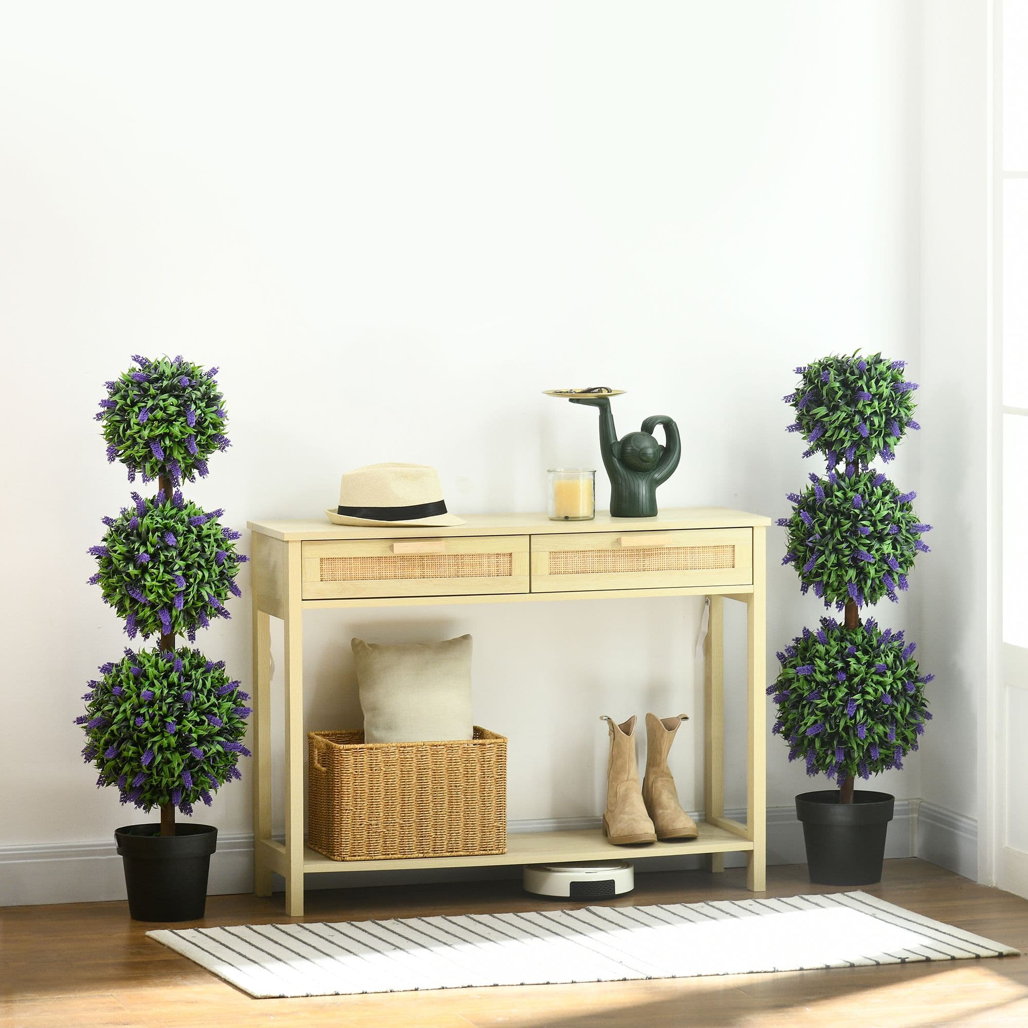 Set of 2 Decorative Artificial Plants with Lavender Flower for Décor