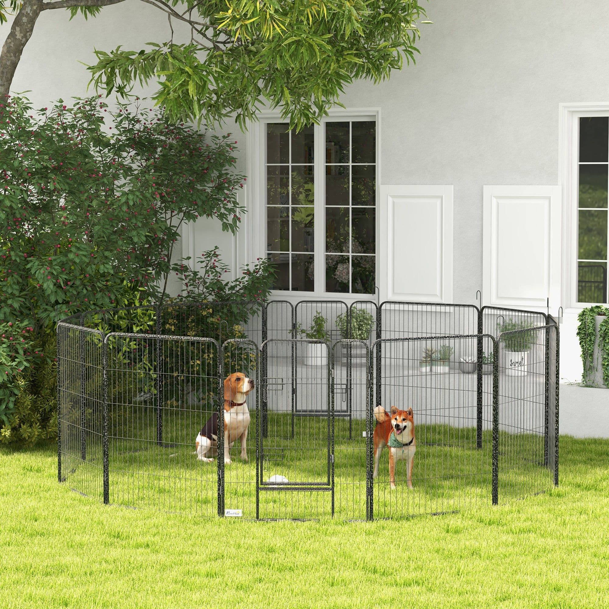 12 Panel Pet Playpen, Heavy-Duty Dog Fence, DIY Design with Doors, 80 x 100cm