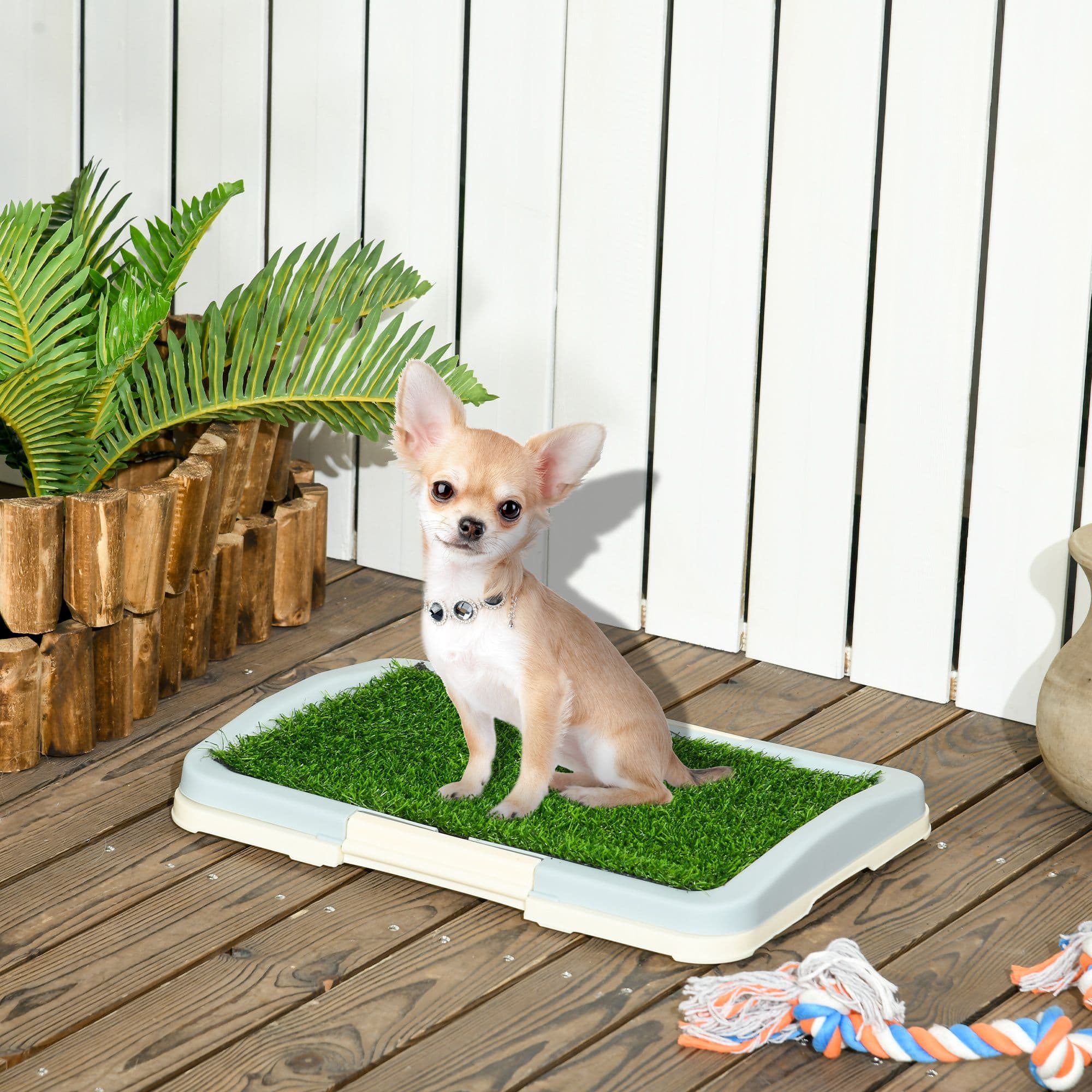 Dog Toilet Portable Training Pad Indoor w/ Artificial Grass, Tray, 46.5 x 34cm