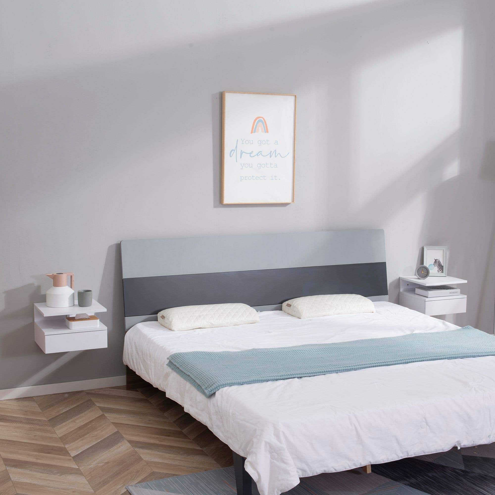 Floating Bedside Table Set of 2 Nightstand with Drawer