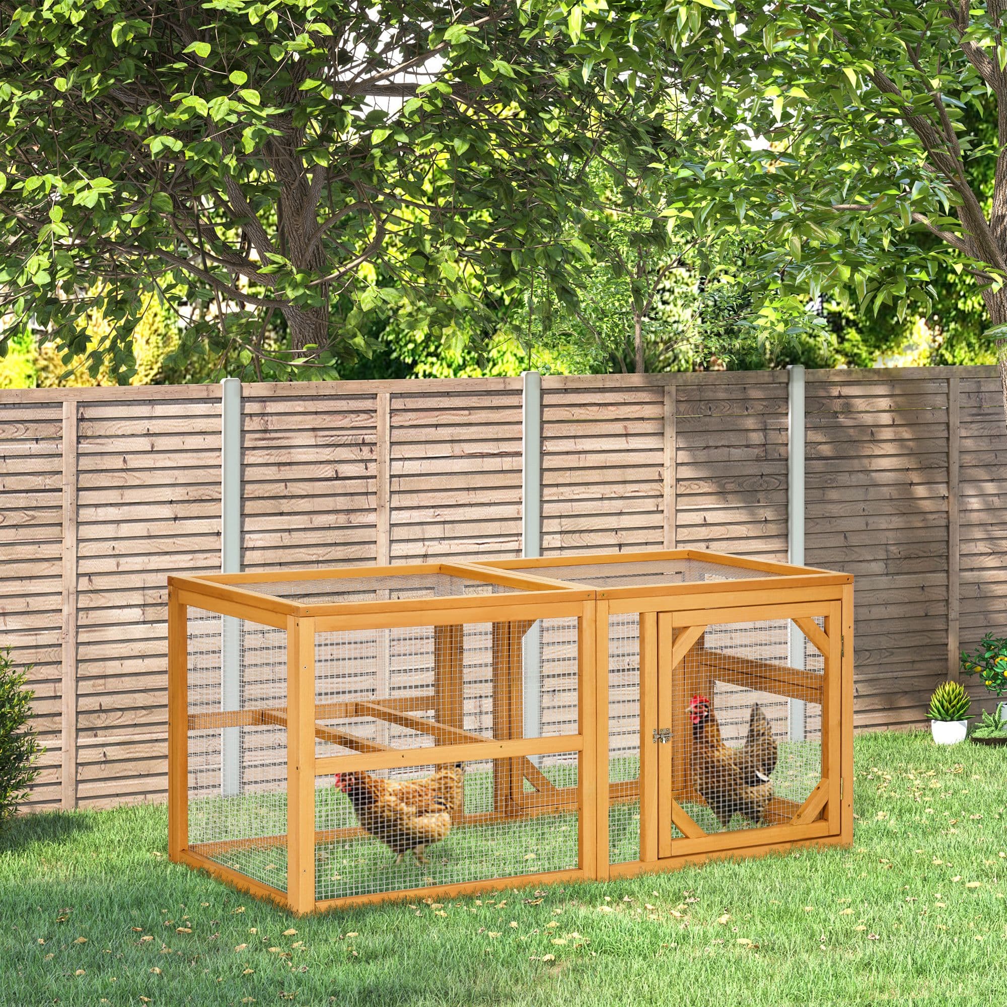 Wooden Chicken Coop w/ Perches, Doors, for 2-4 Chickens