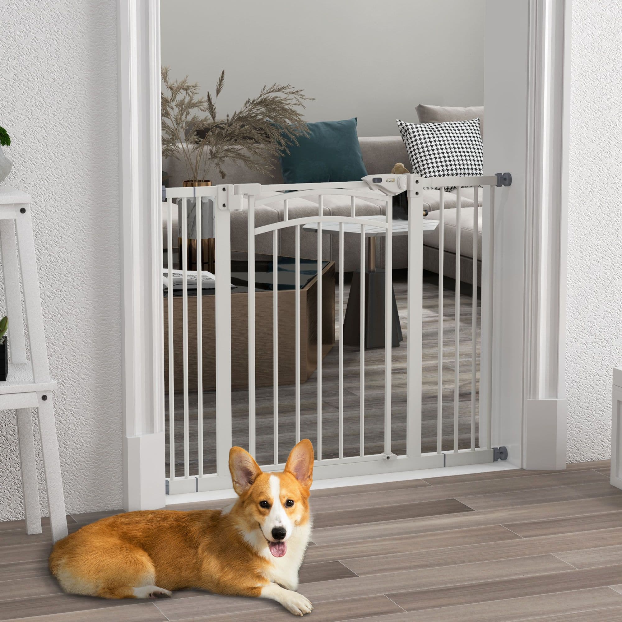 Pressure Fit Safety Gate for Small, Medium Dogs, 74-100cm Openings - White