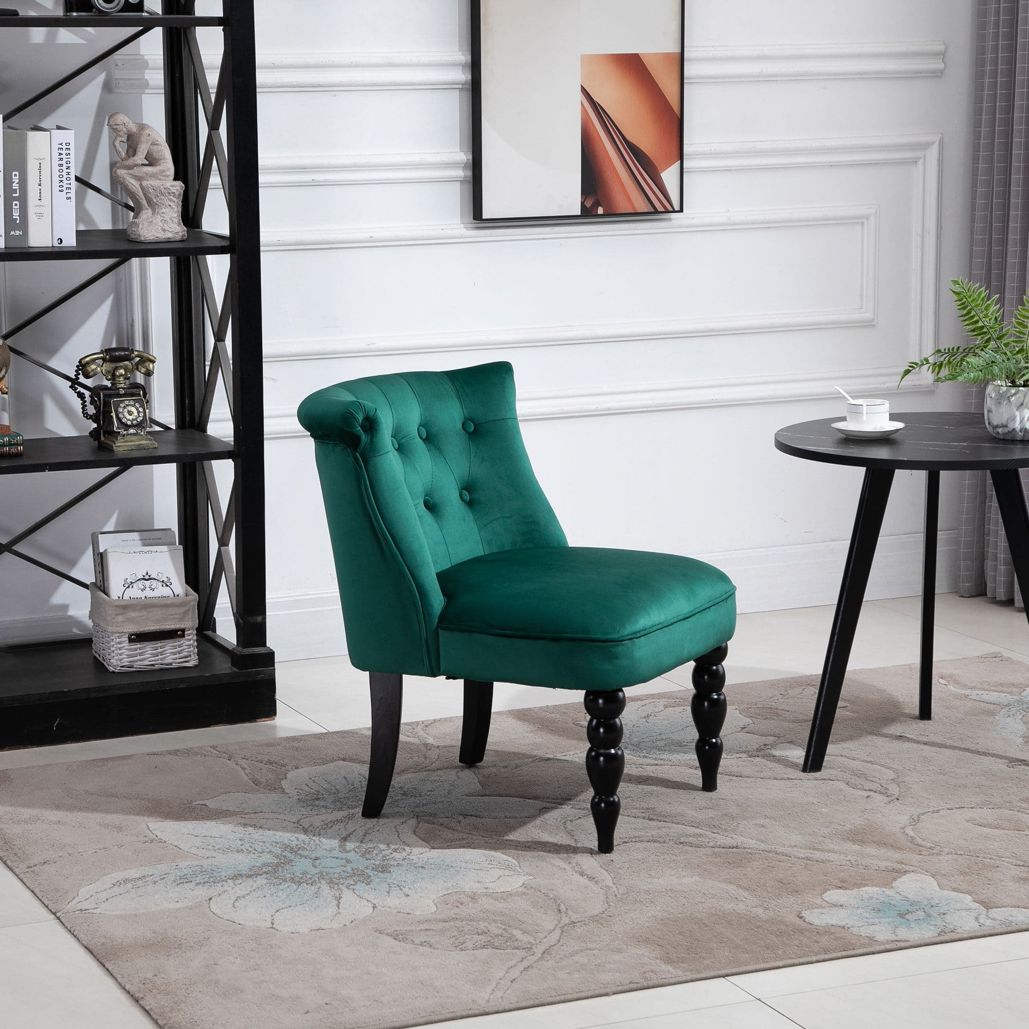 Button Tufted Accent Chair Upholstered Wingback Chair for Living Room