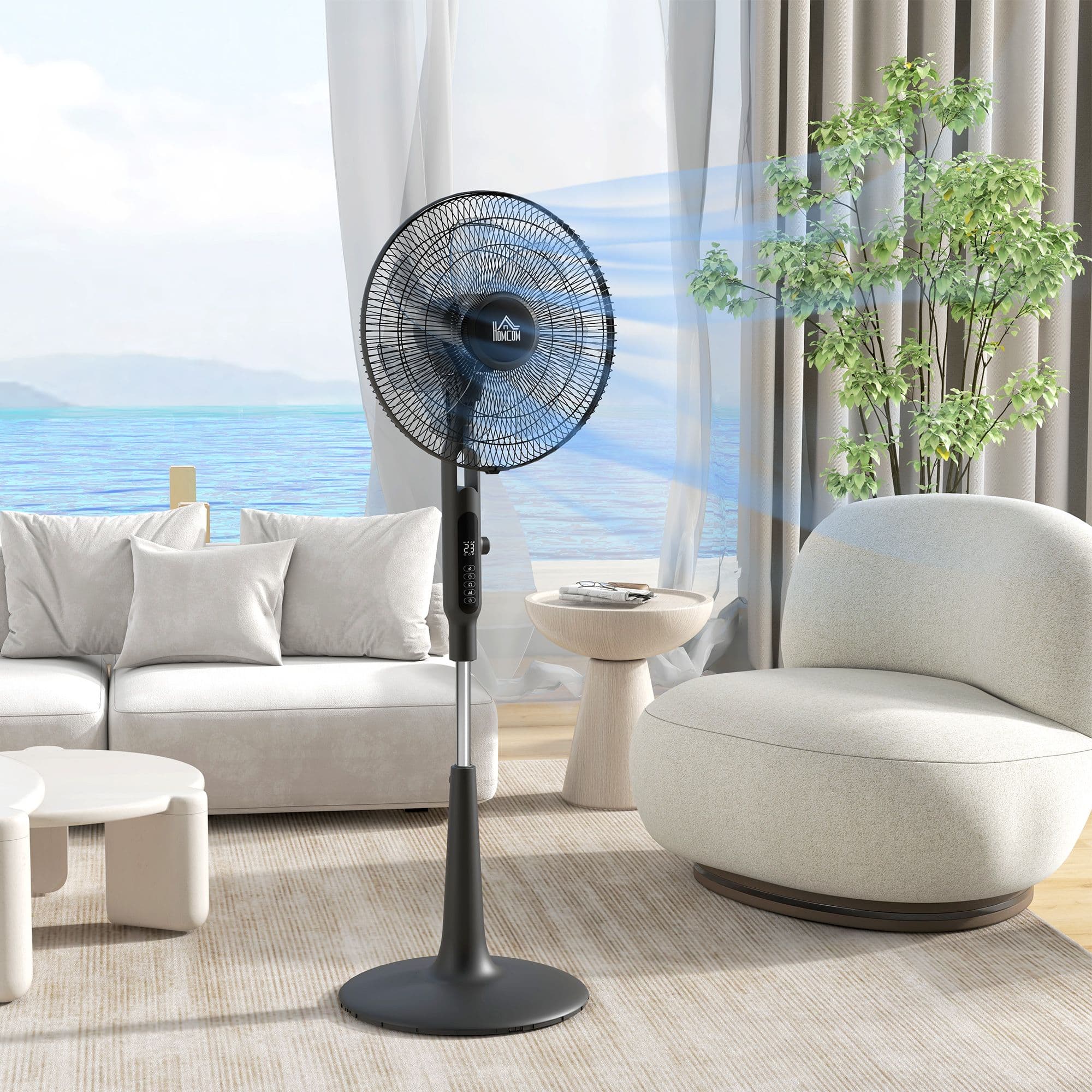 DC Pedestal Fan with 28 Speeds 3 Modes Timer Adjustable Height